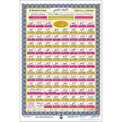 Esma'ül Hüsna Posteri - 75x110 Saten Kumaş